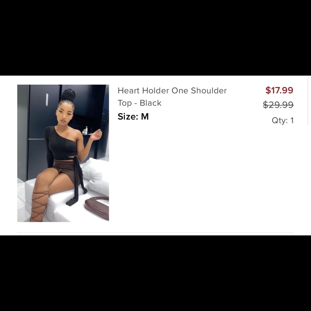 ONE SHOULDER BLACK TIE CROP TOP